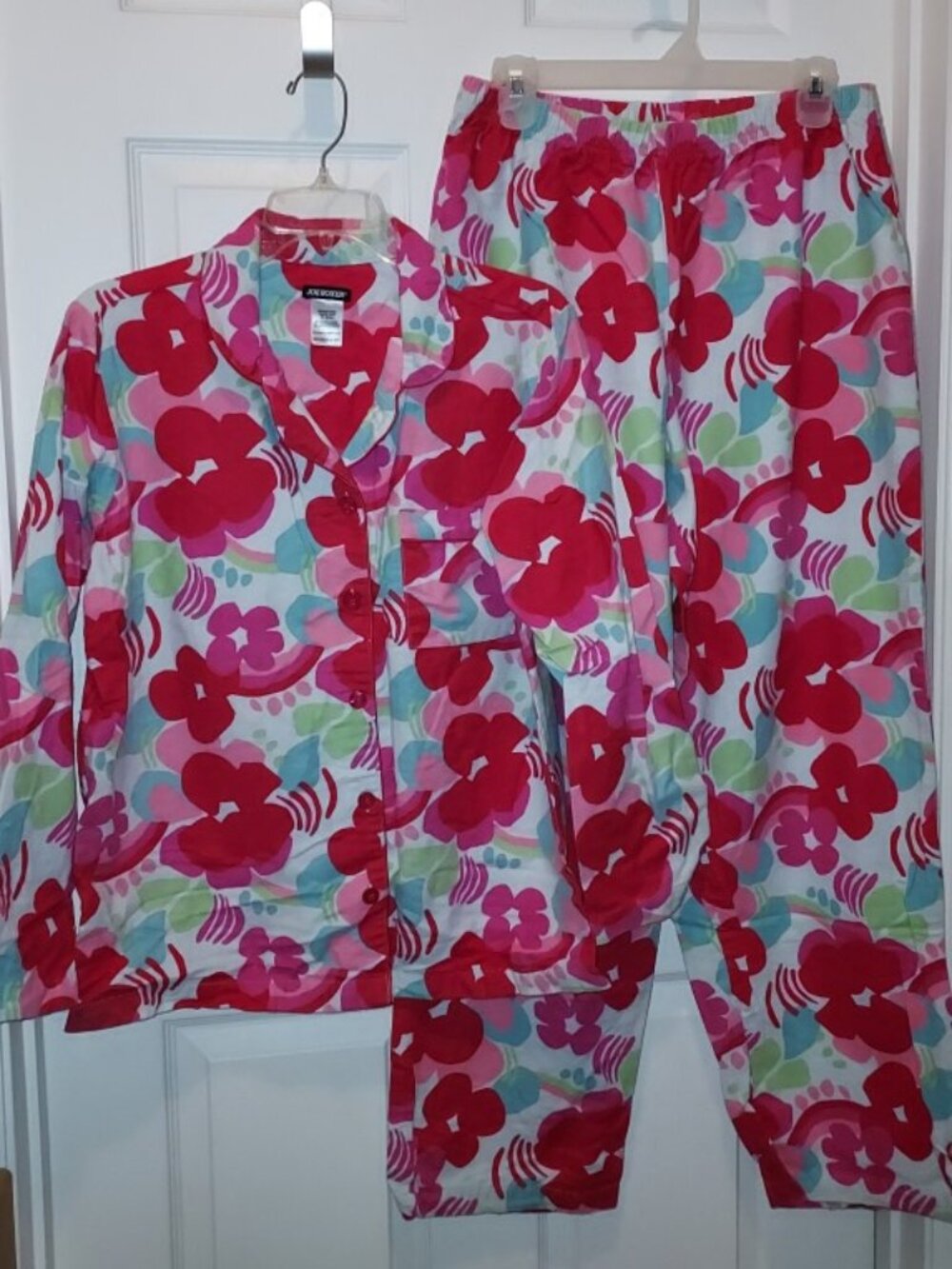 JOE BOXER FLANNEL FLORAL PAJAMAS 2 piece pc Jammies Ladies M/L